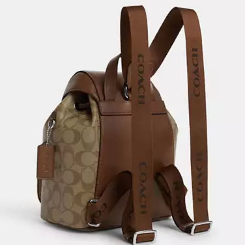 Coach Pace Backpack In Signature Canvas Khaki Saddle CR130 - Picture 3 of 9